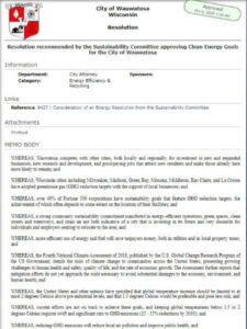 City of Wauwatosa Clean Energy Resolution