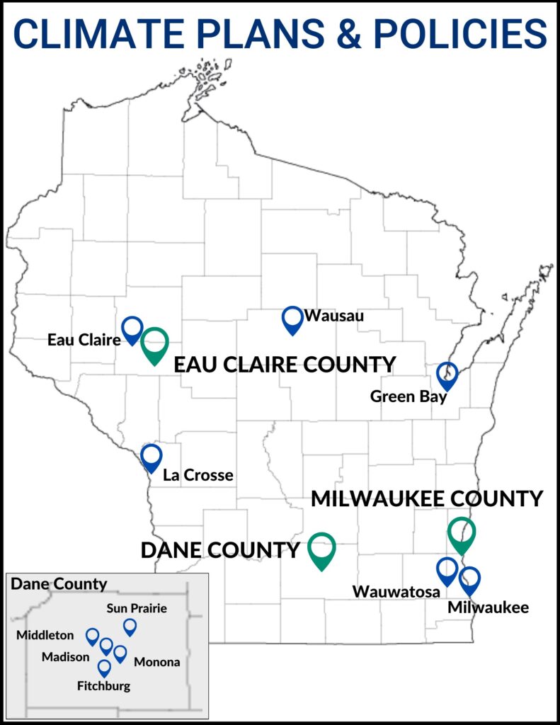 Climate Plans and Policies in Wisconsin Map